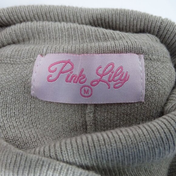 Pink Lily Turtleneck Oversized Knit Sweater Dress Women Size M Gray Dolman Slv - Picture 4 of 11